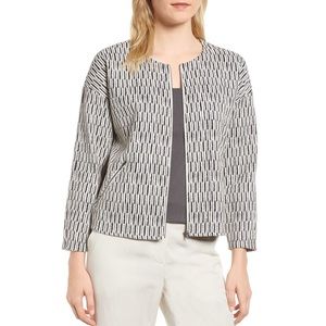 Eileen Fisher Round Neck Bracelet Sleeve Tweed Jacket Size Large